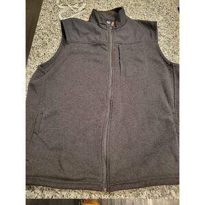 George Vest Mens 2XL Black Fleece Full Zip Pockets Stand Collar Chest Zip Pocket